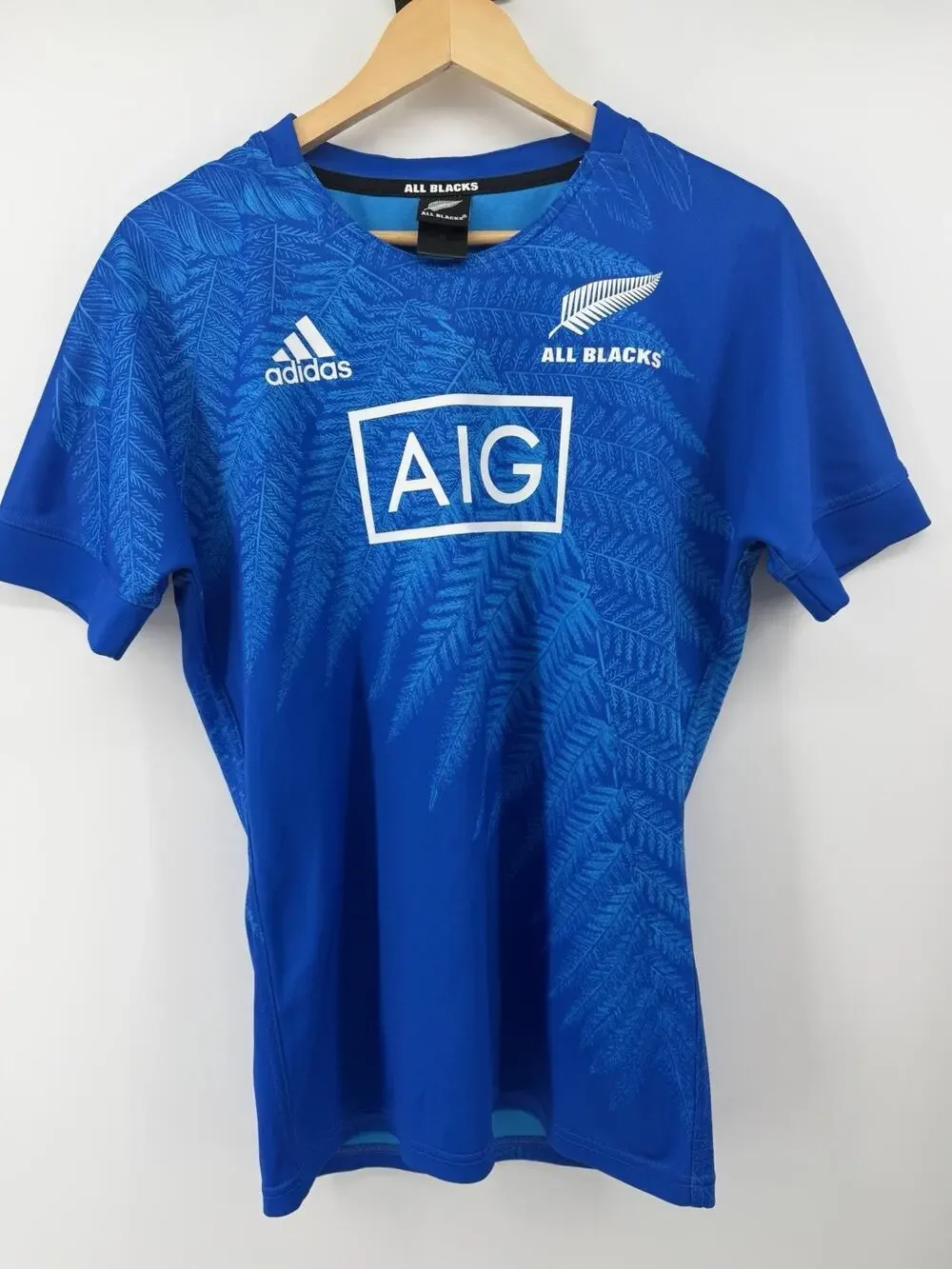 Adidas New Zealand Rugby Jersey Mens M Blue AIG Performance Shirt